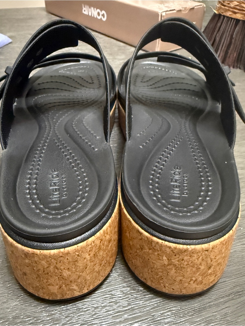 CROCS Women's Black Dual-Strap Slide Sandals - Picture 3 of 4